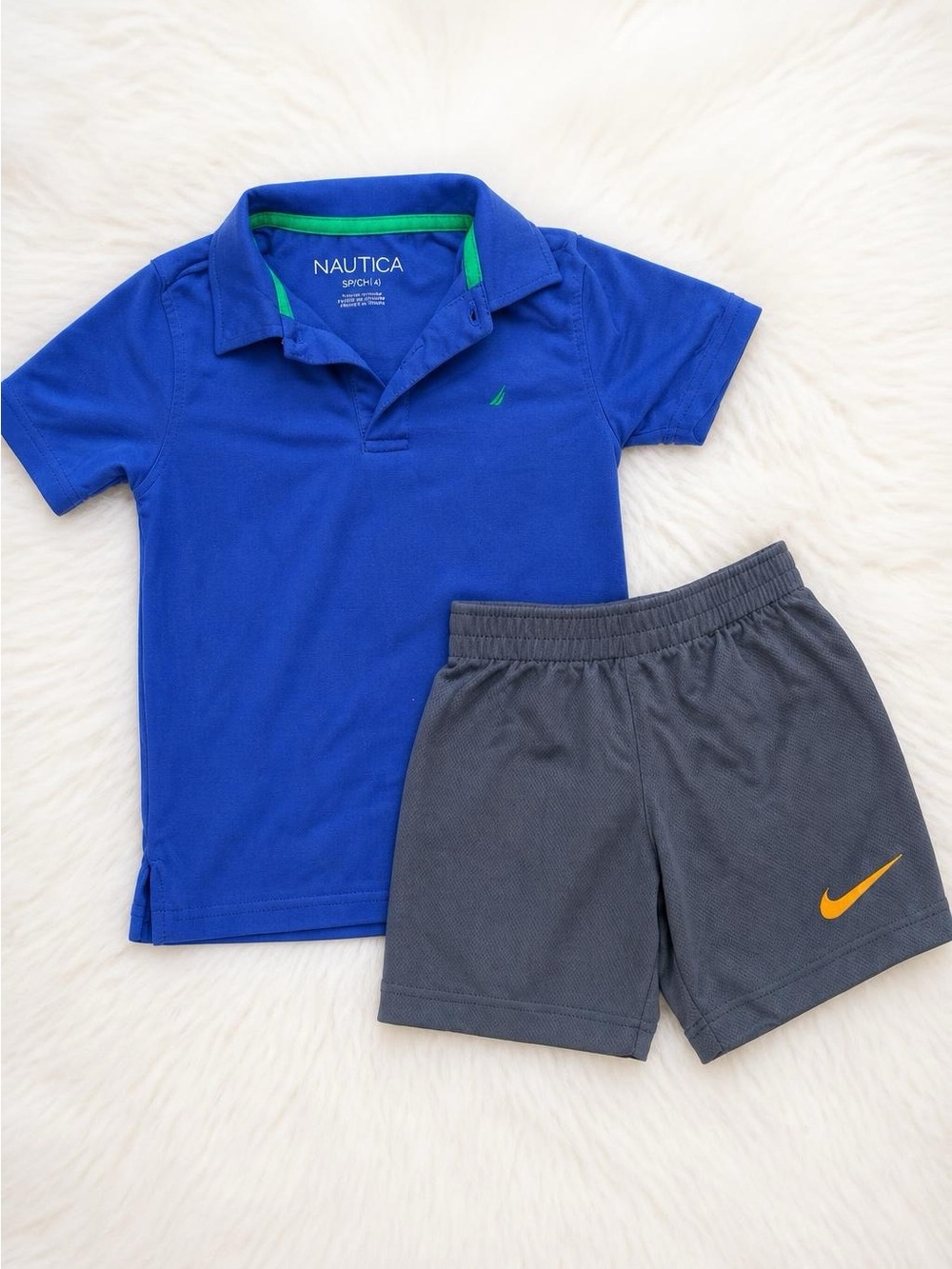 Kids Nautica Polo & Nike Athletic Shorts Outfit XS 3‑4Y